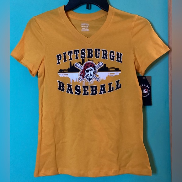 MLB Pittsburgh Pirates Girls' V-Neck T-Shirt Size Large (10/12) NWT - Picture 5 of 10